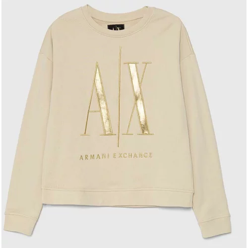 Armani_Exchange Bombažen pulover ženska, rjava barva