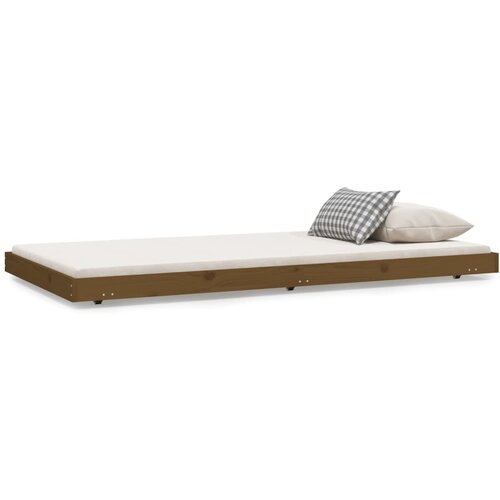VidaXL Posteljni okvir medeno rjav 100x200 cm trdna borovina, (20735995) Slike