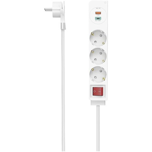 Hama Napajalni razdelilnik, 3-smerni, USB-C/A 18W, PD/QC, stikalo, ploščati razdelilnik, 1,4 m, W 00223185 razdelilna letev s stikalom bela vtičnica 1, (20457754) Cene