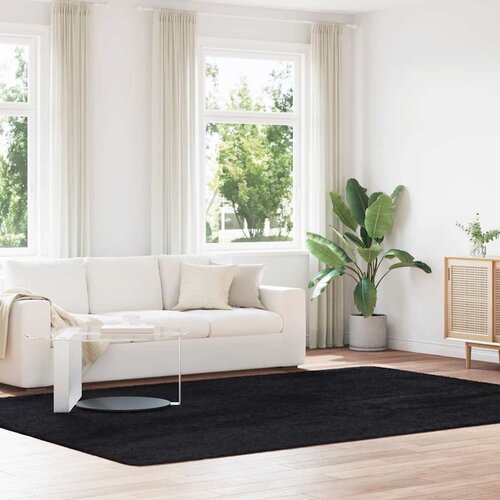 VidaXL Čupavi tepih s visokim vlaknima crni 240x340 cm poliester Slike