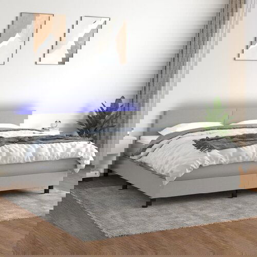 The Living Store Box spring postelja z vzmetnico LED sv. siva 160x200 cm blago - Box Spring Postelja, (21438358) Slike