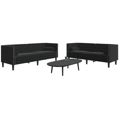  2-dijelni set sofa Chesterfield crni baršunasti Cene