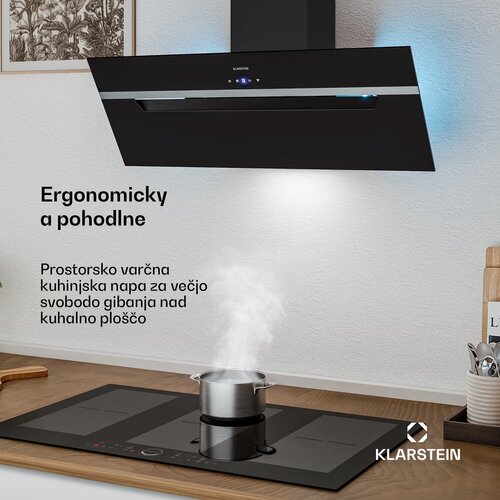 Klarstein BigBite kosa napa | režim ekstrakcije i recirkulacije zraka | sigurnosno staklo | 417 m&amp;sup3;/h | 90 cm Slike