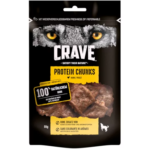 CRAVE Protein Chunks prigrizki za pse - Varčno pakiranje: 6 x 55 g piščanec