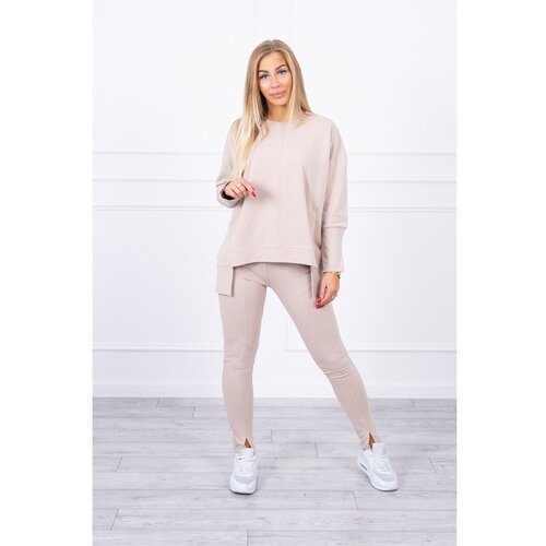 Kesi Set with an oversize blouse light beige Slike