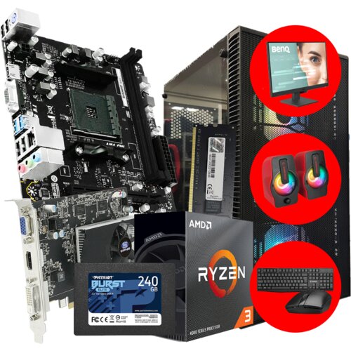 GNC BLAZE SET RYZEN 3 4100 3.8GHz, B450MHP, RAM 8 GB DDR4 2666 MHz, SSD 240 GB, SAPPHIRE R7 240 4G, IG-MAX X3804-A06, LC POWER 600W, Monitor BenQ Cijene