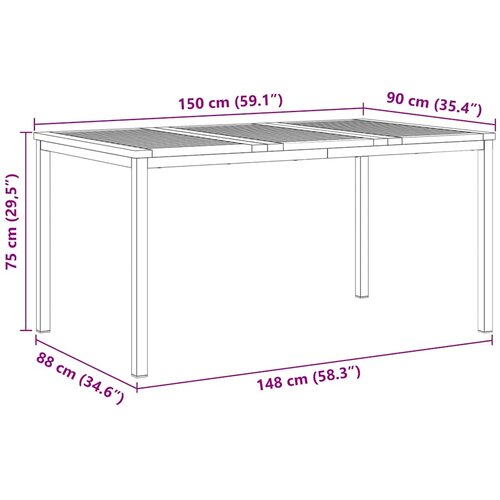  TrpezarijskiStol Smeđa 150 x 90 x 75 cm Čvrsto teak drvo Slike
