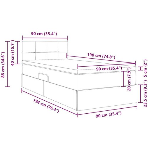  Krevet s prostorom za pohranu s LED-om Crna 90 x 190 cm Bar&amp;scaron;un Slike