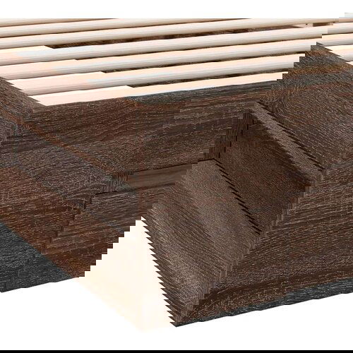 vidaXL Posteljni okvir s predalom rjavi hrast 90x200 cm inž. les Cene