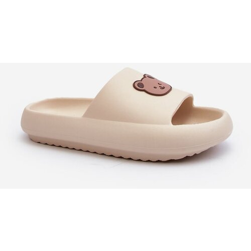 Kesi Lightweight women's foam slippers with teddy bear, light beige Lia Slike