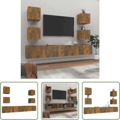 The Living Store Komplet TV omaric 6-delni dimljen hrast inženirski les - Komplet TV Omaric, (21738397) Slike