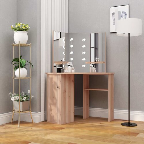 vidaXL Kutni toaletni stolić s LED svjetlom boja hrasta 111x54x141,5cm Cijene