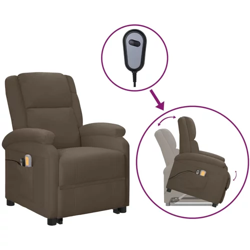vidaXL električni masažni stol s funkcijo vstajanja sivo um. usnje