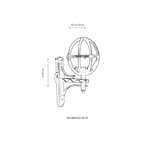 Opviq Vanjska zidna lampa BAP-68080-BSY-M4-OP, 50 cm, IP65, E27, 40W, Crna Slike