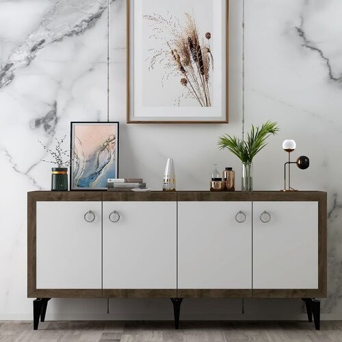 Hanah home selen - walnut, white walnutwhite console Cene