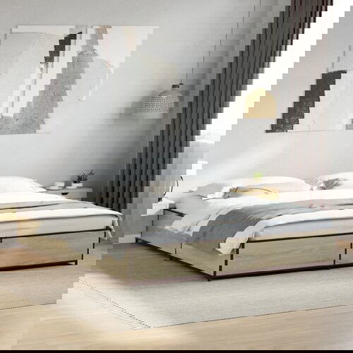 Furnova Posteljni okvir sonoma hrast 180x200 cm inž. les in kovina, (21935485) Slike