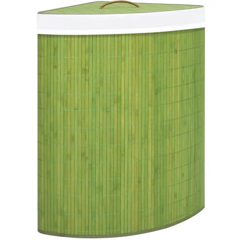 vidaXL Kotna košara za perilo iz bambusa zelena 60 L, (20687072)
