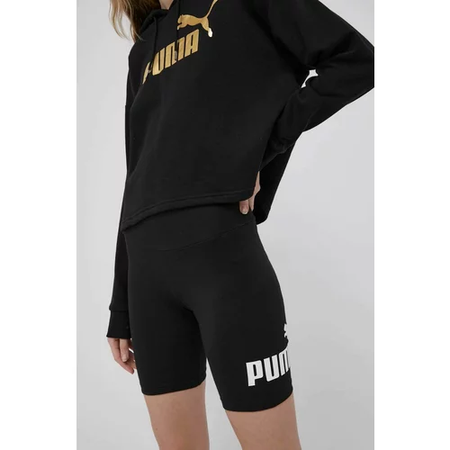 Puma Kratke hlače za žene, boja: crna, s tiskom, srednje visoki struk