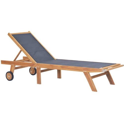  Zložljiv ležalnik s kolesi trdna tikovina in tekstil Cene