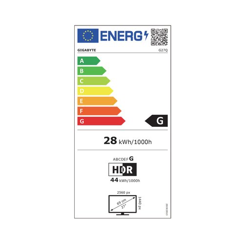 Gigabyte G27Q LED zaslon 68.6 cm (27 palac) Energetska učinkovitost 2021 G (A - G) 2560 x 1440 piksel QHD 1 ms USB 3.2 gen. 1 (USB 3.0), HDMI&amp;trade;, DisplayPort, slu&amp;scaron;alice (3.5 mm jack) IPS LED Slike
