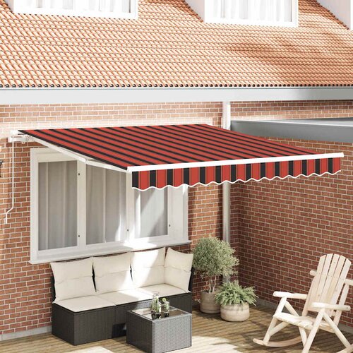 vidaXL retraktilna tenda črtasto oranžna in rjava 350 x 250 cm blago Cene