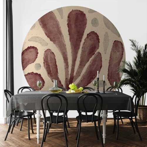  Okrugla fototapeta - Leaves and spots &amp;ndash; large vibrant shapes inspired by Matisse 180x180 Slike