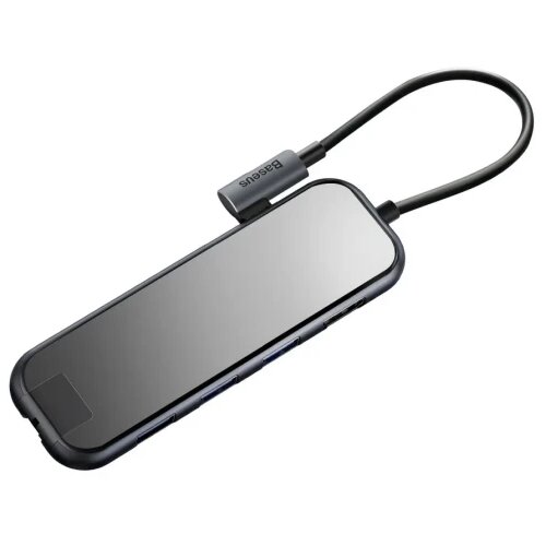 Baseus Multi-functional HUB Type-C to 3xUSB3.0+HD4K+RJ45+PD Deep gray CAHUB-DZ0G Slike
