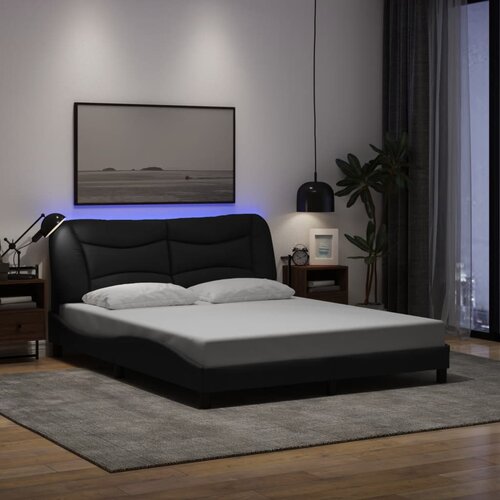  Okvir kreveta s LED-om bez madraca Hvar crni 160x200 cm od tkanine Cijene