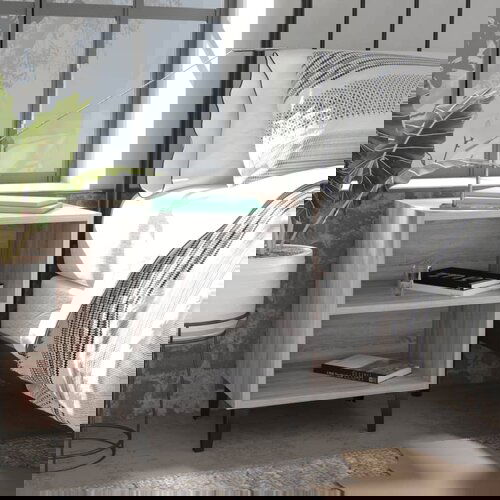 VidaXL noćni ormarić s metalnim nogama boja sivog hrasta 40x30x50 cm Slike