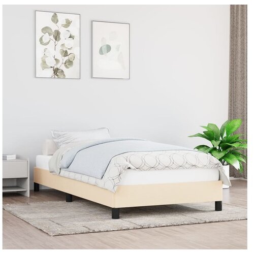  Posteljni okvir krem 90x200 cm blago Cene