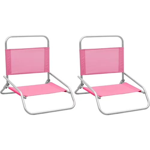 vidaXL sklopive stolice za plažu od tkanine 2 kom ružičaste
