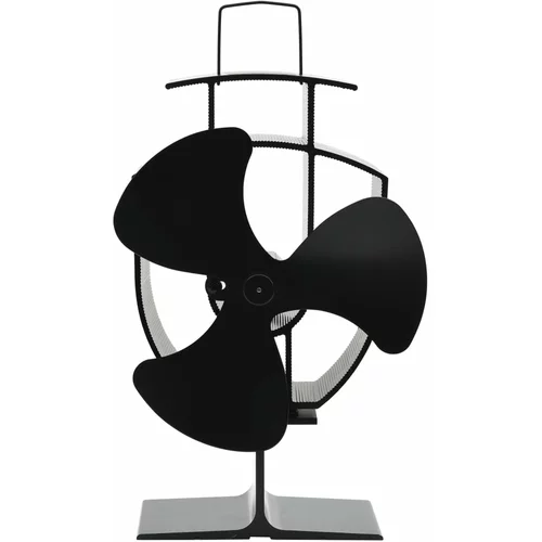 vidaXL ventilator za kamin na toploto s 3 krili črn