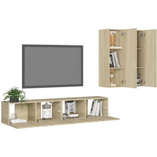  4-dijelni set TV ormarića boja hrasta sonome konstruirano drvo Slike