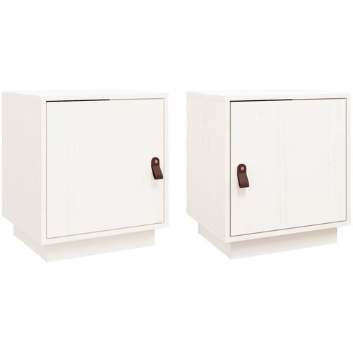 Maison Chic Dvo delni komplet Nočne omarice - Nočne mize bela 40x34x45 cm trdna borovina, (21688396) Slike