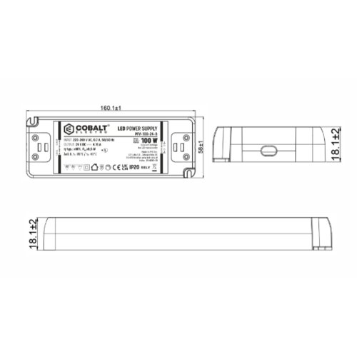 LED-LABS Cobalt napajalnik za Led trak 100W/24V/IP20 PFV-B Slike