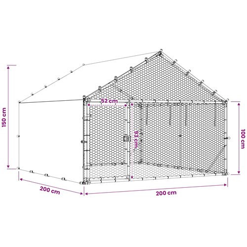  Koko&amp;scaron;injac s krovom Srebrna 200 x 200 x 150 cm Pocinčani čelik Slike