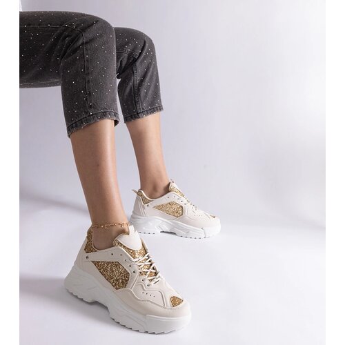 Gemre Beige women's sneakers with glitter inserts Caraballo Cene