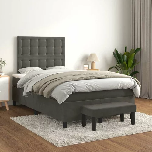 Box spring postelja z vzmetnico temno siva 120x200 cm žamet, (20790032)