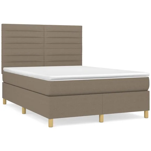 vidaXL Box spring postelja z vzmetnico taupe 140x190 cm blago, (20894476)