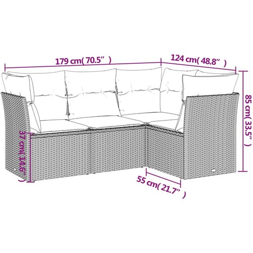  4-dijelni set vrtnih sofa s jastucima bež od poliratana Slike