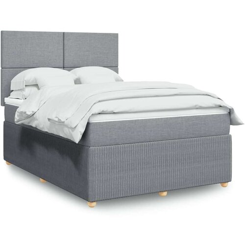  Krevet box spring s madracem svjetlosivi 140x200 cm od tkanine Cijene