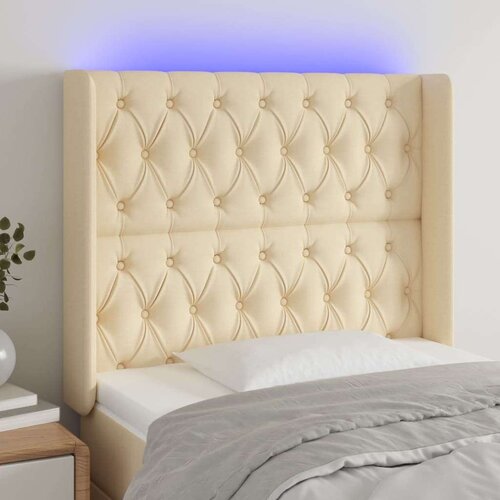  Uzglavlje krem 93 x 16 x 118/128 cm od tkanine Slike