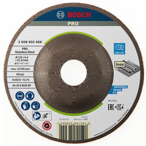 Bosch Lepljeni brusni disk PRO Stainless Steel za male ugaone brusilice, otvor 22,23mm 2608602488 Slike