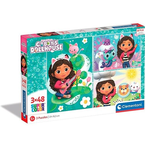 Clementoni Puzzle 3x48 Gabby's Dollhouse (CLE25290), (21215593) Cene