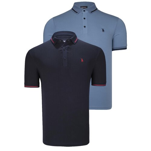 Dewberry DOUBLE SET T8586 MEN&amp;#039;S T-SHIRT-NAVY-INDIGO Slike