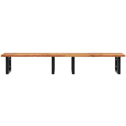  Zidna polica za umivaonik od čelika i masivnog bagremovog drva Smeđa 160 x 50 x 2 cm Slike