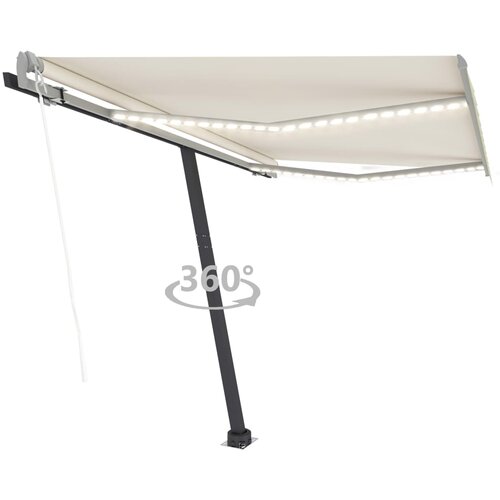vidaXL Avtomatska tenda LED + senzor 300x250 cm krem Cene