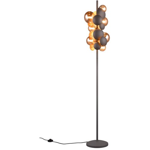 Trio Select Siva/zlata stoječa svetilka s steklenim senčnikom (vi&amp;scaron;ina 155 cm) Bubble &amp;ndash; Slike