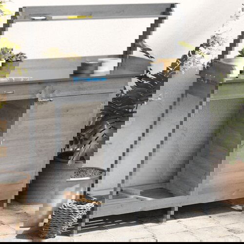 vidaXL Stol za sadnju s ormarićem 110,5x45x124,5 cm masivna jelovina Cijene