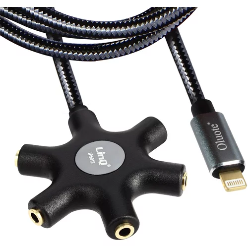 LINQ Avdio kabel Lightning na 5x ženski prikljucek, adapter 5 v 1 za iPhone 1,5 metra - crn, (20649873)